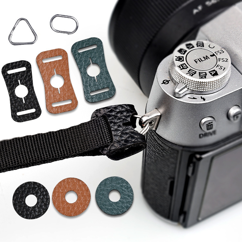 Camera Anti-Scratch Triangle Ring Suitable for Sony, Fuji, Olympus, Leica Mirrorless Strap Connection with Leather Pad