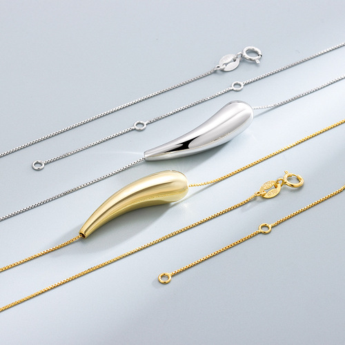 S925 sterling silver pepper eggplant small golden bean pendant Japanese and Korean fashion temperament K gold plated light luxury women's necklace clavicle chain