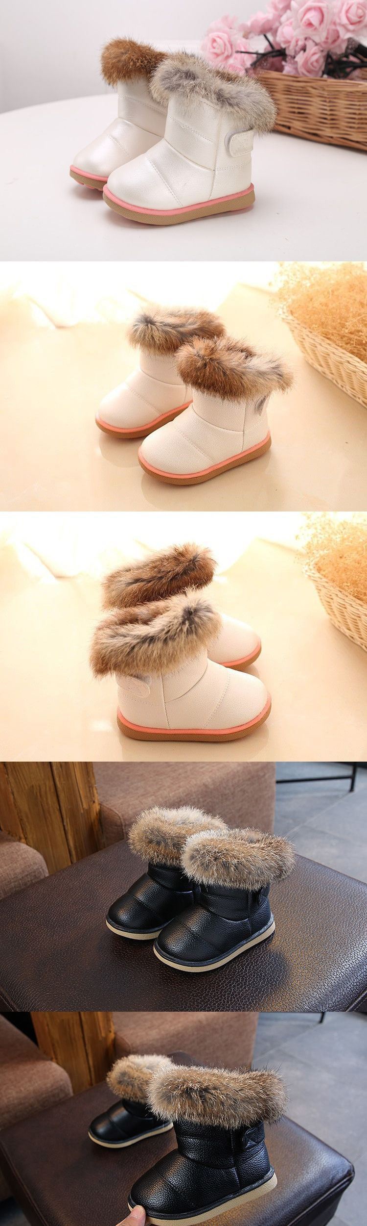 Children's snow boots are waterproof in winter, plush and thickened to keep warm. Baby's anti-skid boots are for girls,_voghion.com
