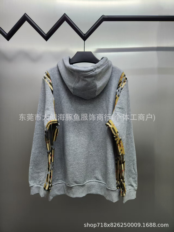 毒家 正确版 B家格纹裁片拉链连帽卫衣高定英伦风百搭学院外套潮|undefined