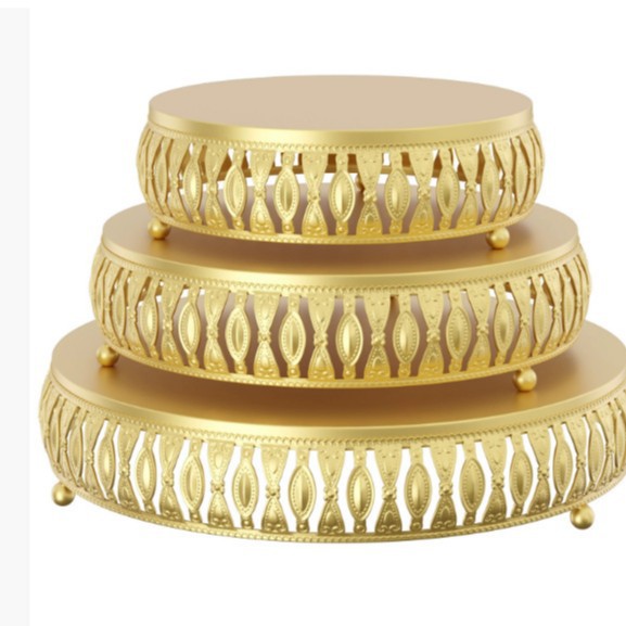 Estantes de pastel europeos transfronterizos props de boda de encaje platos de pastel de boda dorados decoraciones de postre hierro forjado marco de bocadillos