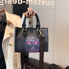欧美时尚印花骷髅大容量托特包2024新款个性万圣节单肩斜挎女包