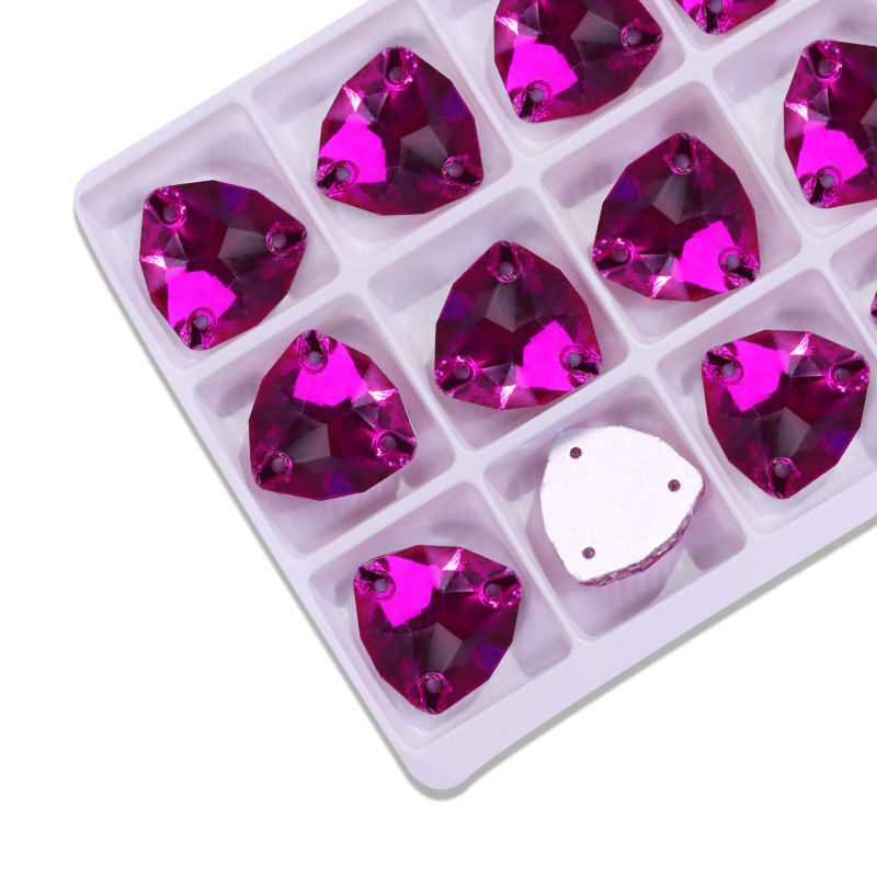 Triángulo gordo plano taladro de costura de mano triángulo gordo de vidrio de botón plano accesorios joyería DIY accesorios de ropa taladro