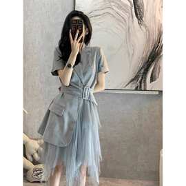 西装连衣裙女2026年新款夏季女装高级设计感小众收腰显瘦气质裙子
