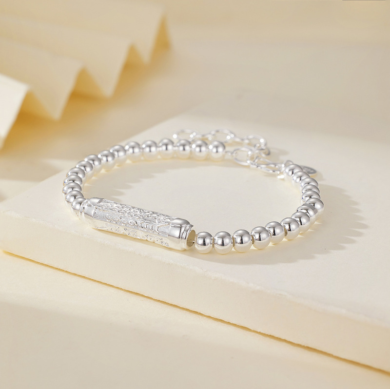 Thai Azan You White Mineral Tube Bracelet for Women, Fashionable and Versatile, Mahasura Sataku Beads, Simple Hand Jewelry