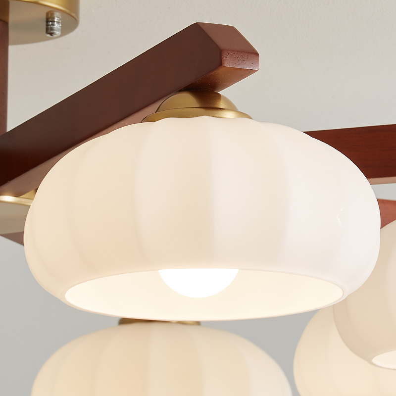 Lámpara de sala de estar de estilo medio, luz principal, nogal negro retro, madera maciza, nuevo dormitorio atmosférico chino, sala de comedor, lámpara de techo