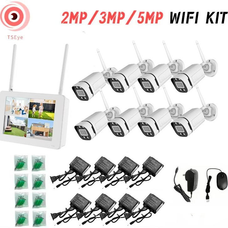 WiFi kit无线带屏监控套装显示屏WiFi NVR录像机无线监控套装