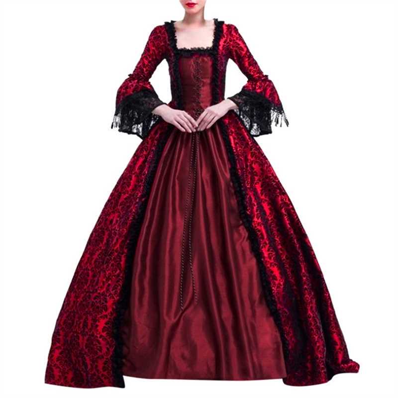 S-3Xl Large Size High-End Palace Dress with Lace Splicing and Large Hem, Vintage Medieval Renaissance Dress S-3Xl Large Size High-End Palace Dress with Lace Splicing and Large Hem, Vintage Medieval Renaissance Dress