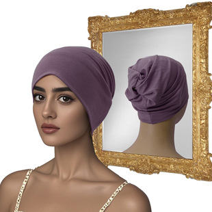Women's turban cap mercerized cotton base cap Muslim pullover cap can hide hair elastic cap high elastic ball