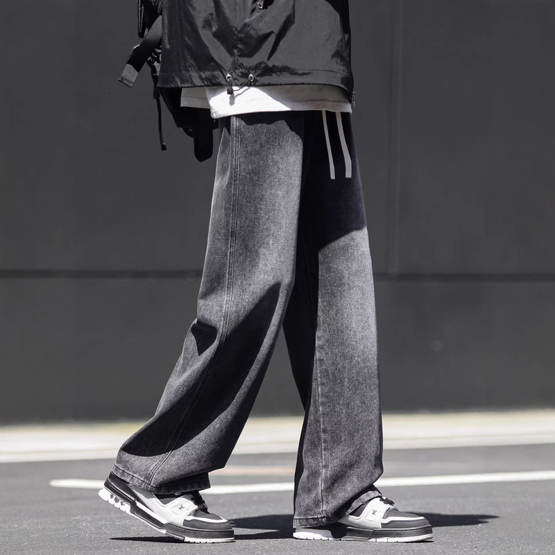 American Retro High Street Jeans for Men 2026 Spring and Autumn New High Street Washed Gradient Youth Casual Straight Pants