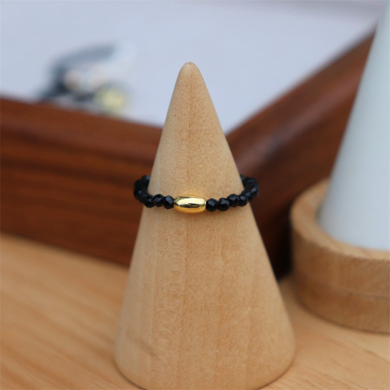 Black spinel+metal rice beads