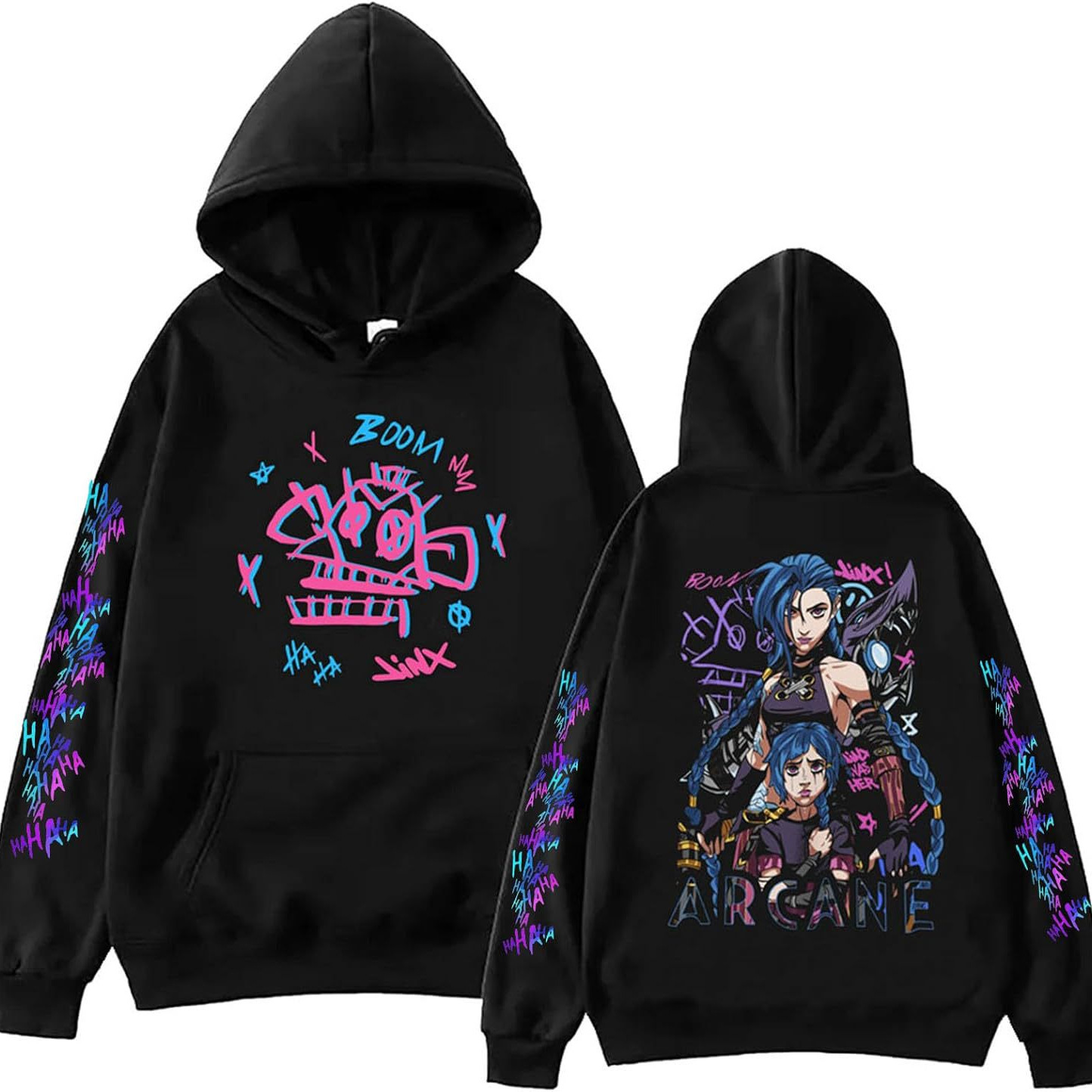 ElegancwCLOW Anime Arcane-Jinx Hoodie Harajuku Hip Hop Pullo