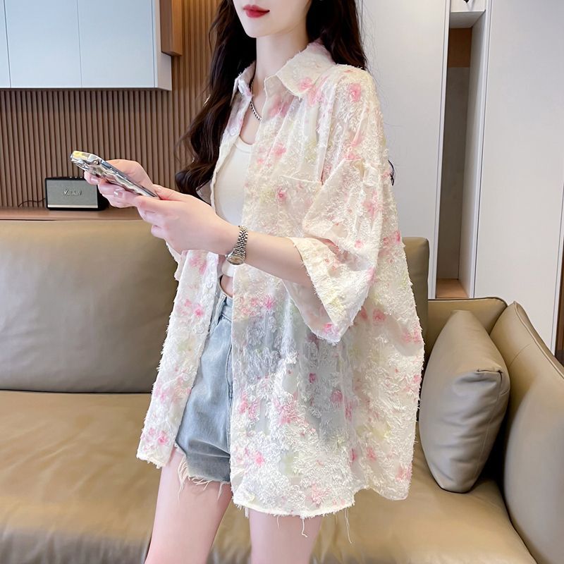 Short-Sleeved Shirt for Women, Stylish Breathable Sun-Protective Jacket, 2026 Summer New Style, Loose Thin Lightweight Cardigan Top