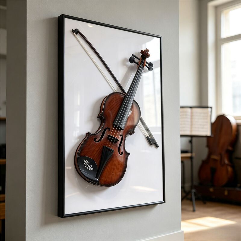 Metal photo frame violin three-dimensional mounting picture frame handmade works commemorative table swing table wall-mounted three-dimensional hanging picture display