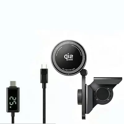 New energy vehicle magnetic 25W wireless charging phone holder suitable for Tesla phone holder card screen (Car phone holder) - black