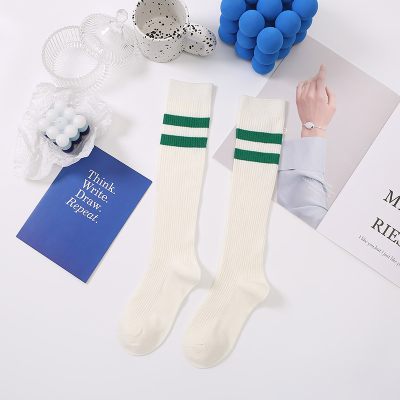 Calcetines de becerro de las mujeres ins medias de rayas de dos barras de moda primavera y otoño estilo universitario japonés JK calcetines altos de rodilla