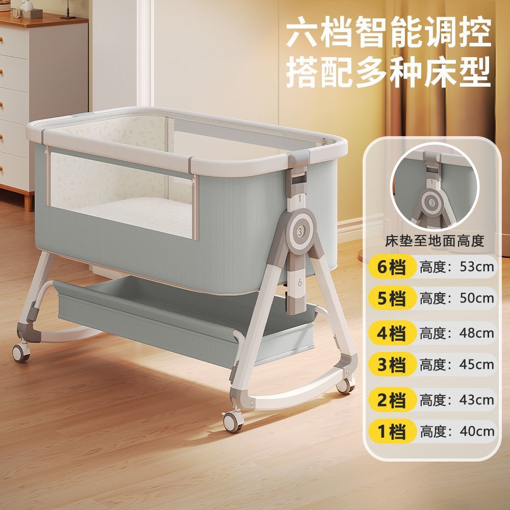 Crib Multifunctional Splicing Large Bed Foldable Removable Portable Newborn Bed Cradle European Style Baby Bed