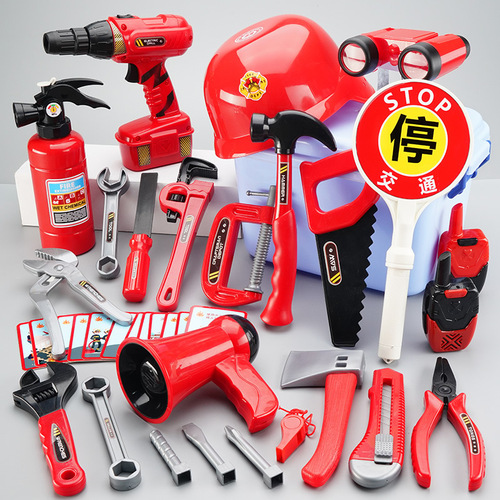 Cross-border children's firefighter equipment set toy fire extinguisher kindergarten play house simulation repair tool box