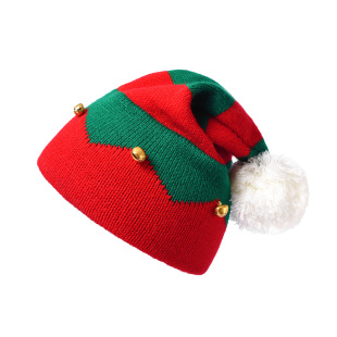 Children's Hat Autumn and Winter New Christmas Hat Striped Bell Knitted Wool Hat Cross Border Halloween Gift Christmas Hat
