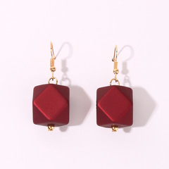 W787 Limeng Jewelry &ndash; Trendy European & American Style Red Acrylic Pendant Ear Hooks & Earrings &ndash; Unique, Internet-Famous Geometric Ear Accessories for Women