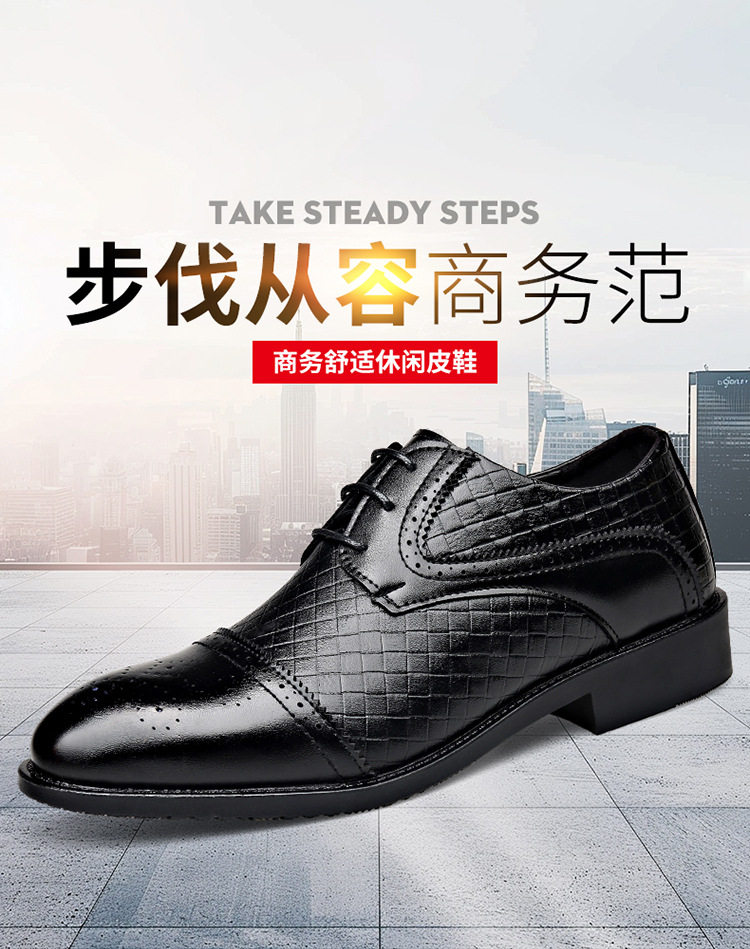 Giày da nam công sở mũi nhọn đế cao su, kiểu dây buộc, gót thấp 1–3 cm — 2Z107 Màu đen chi tiết 1