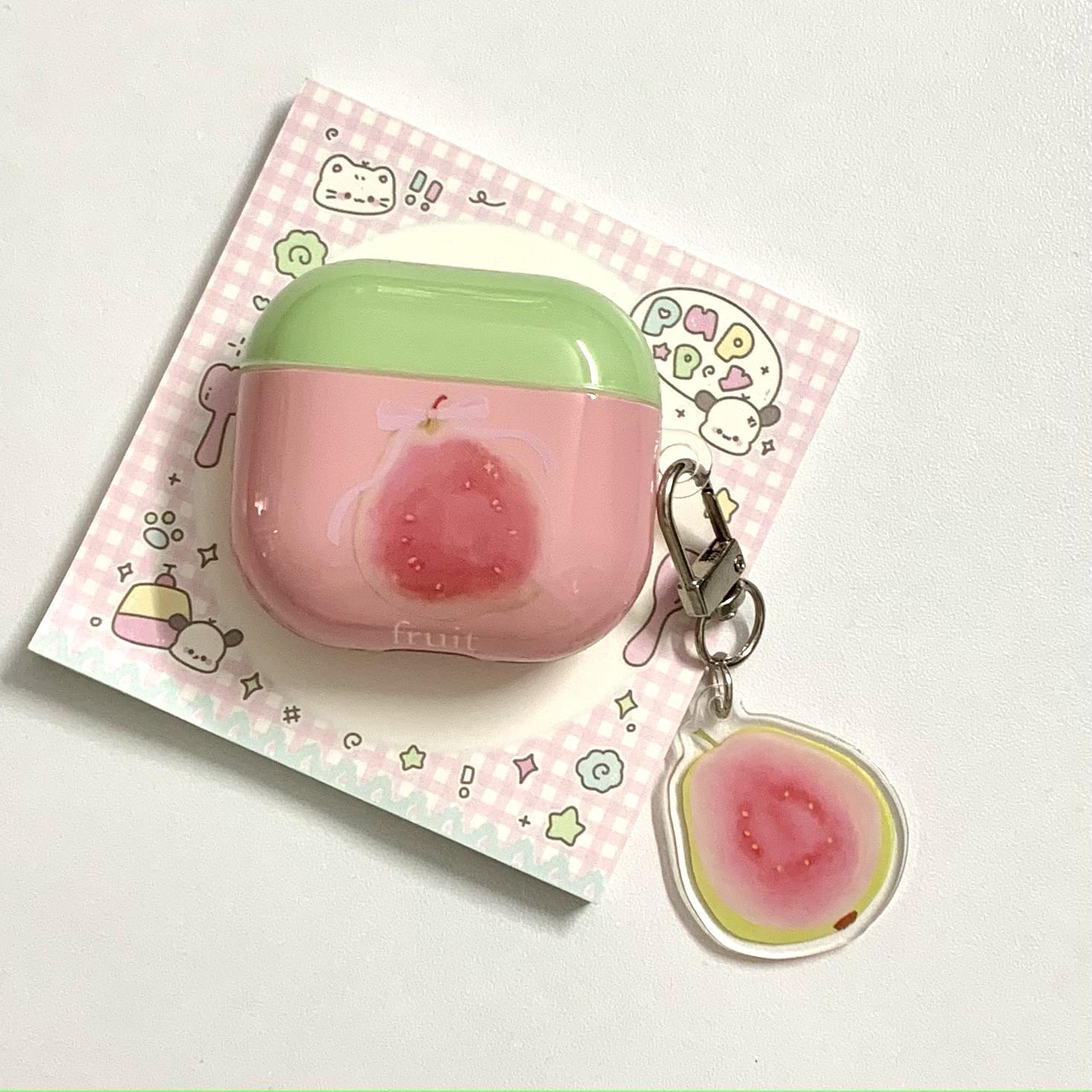 Pequeña guayaba rosa fresca de dibujos animados para auriculares AirpodssPro2 nuevo colgante de generación 3/4 1/2 fruta