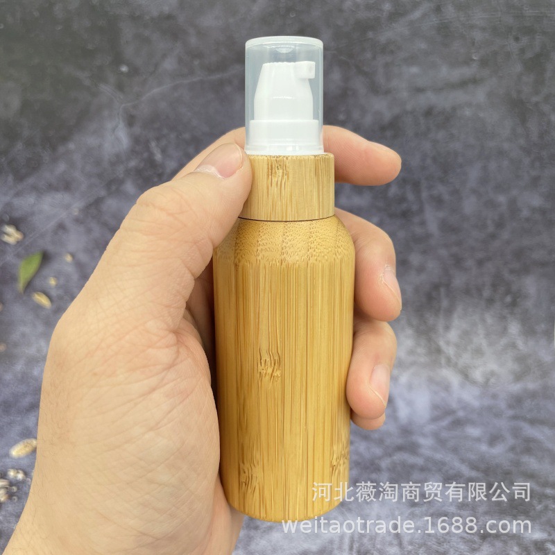 50ml竹制乳液/喷雾分装瓶适用于爽肤水及乳液空瓶原竹外壳