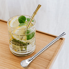 304不鏽鋼吸管勺子一體兩用家用創意金屬花茶馬黛茶過濾果汁攪拌
