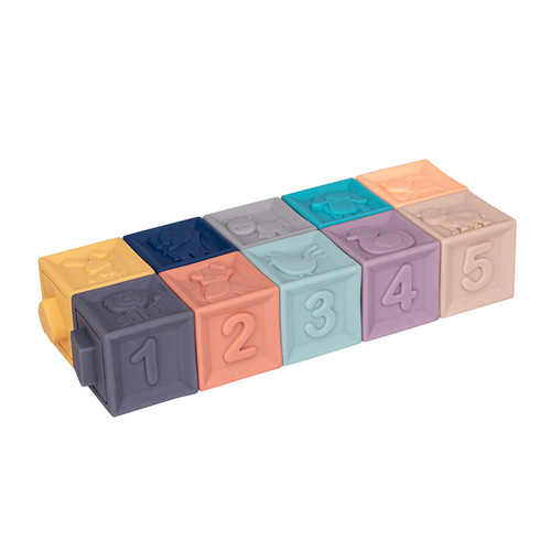 Infant Soft Rubber Building Blocks Toy Children's Tacky Embossed Stacking Blocks Assembly Puzzle Biteable Cognitive Cross-border 