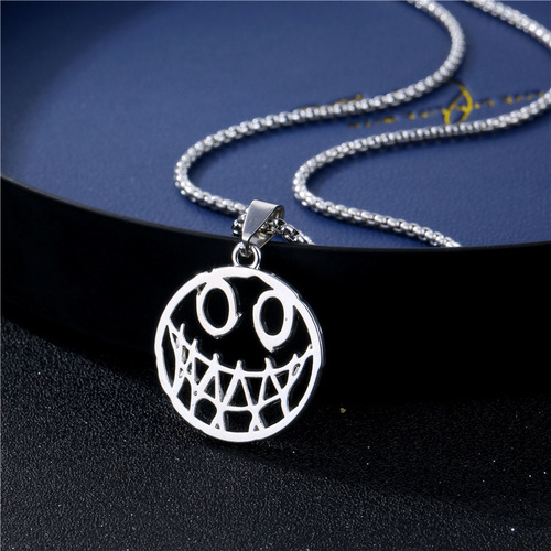 Fashion Cross-Border Titanium Steel Demon Necklace Demon Smile Alloy Pendant Elegant Couple's Simple Cartoon Pendant