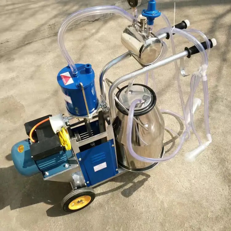 Máquina de ordeño tipo bomba de vacío móvil tipo pistón de cuatro extremos máquina de ordeño de succión de leche equipo de cría para vacas, ovejas y camellos