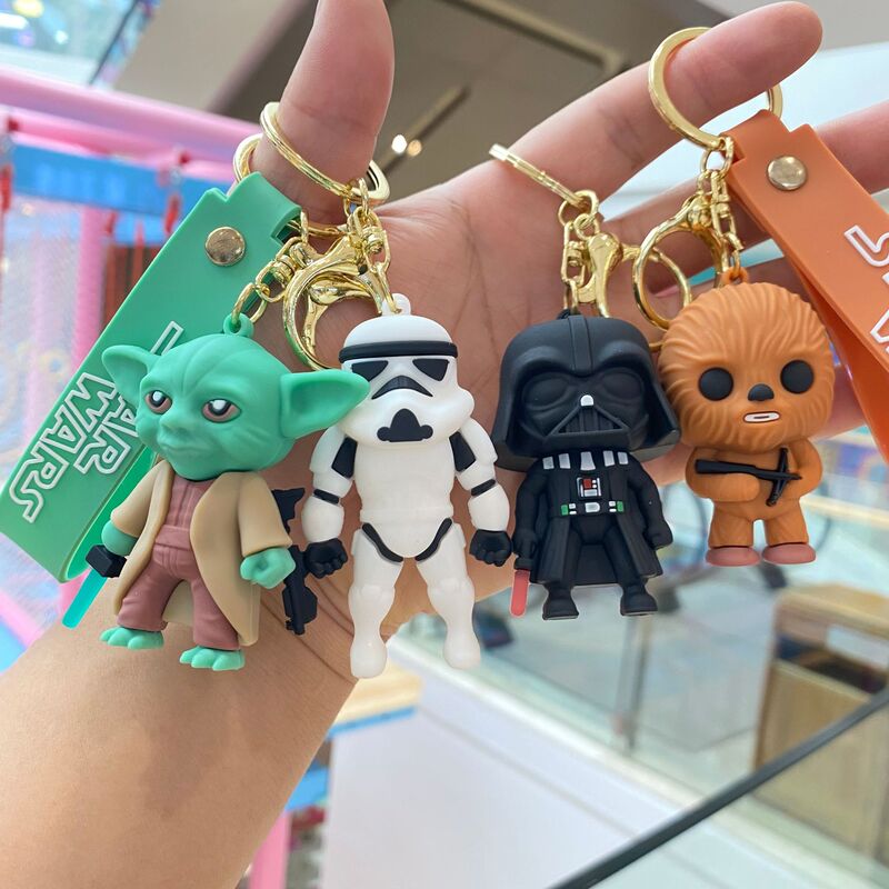 Cross-border Star Wars Keychain Personality Yoda Stereo Cartoon Doll School Bag Pendant Small Gifts Wholesale