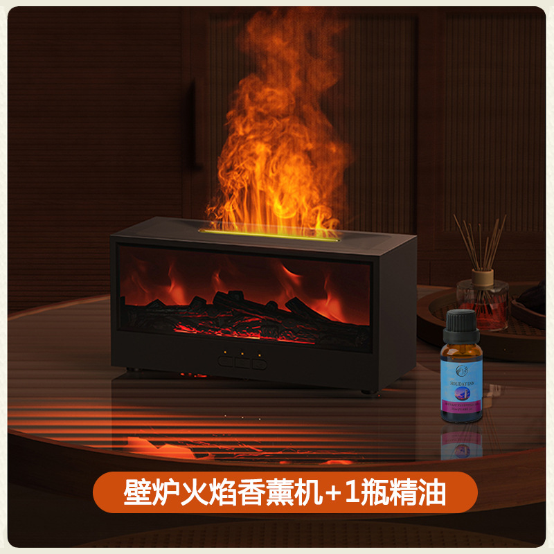 Nueva chimenea máquina de aromaterapia de llama Humidificador de chimenea de carbón de simulación 3D Escritorio doméstico Control remoto Luz ambiental colorida
