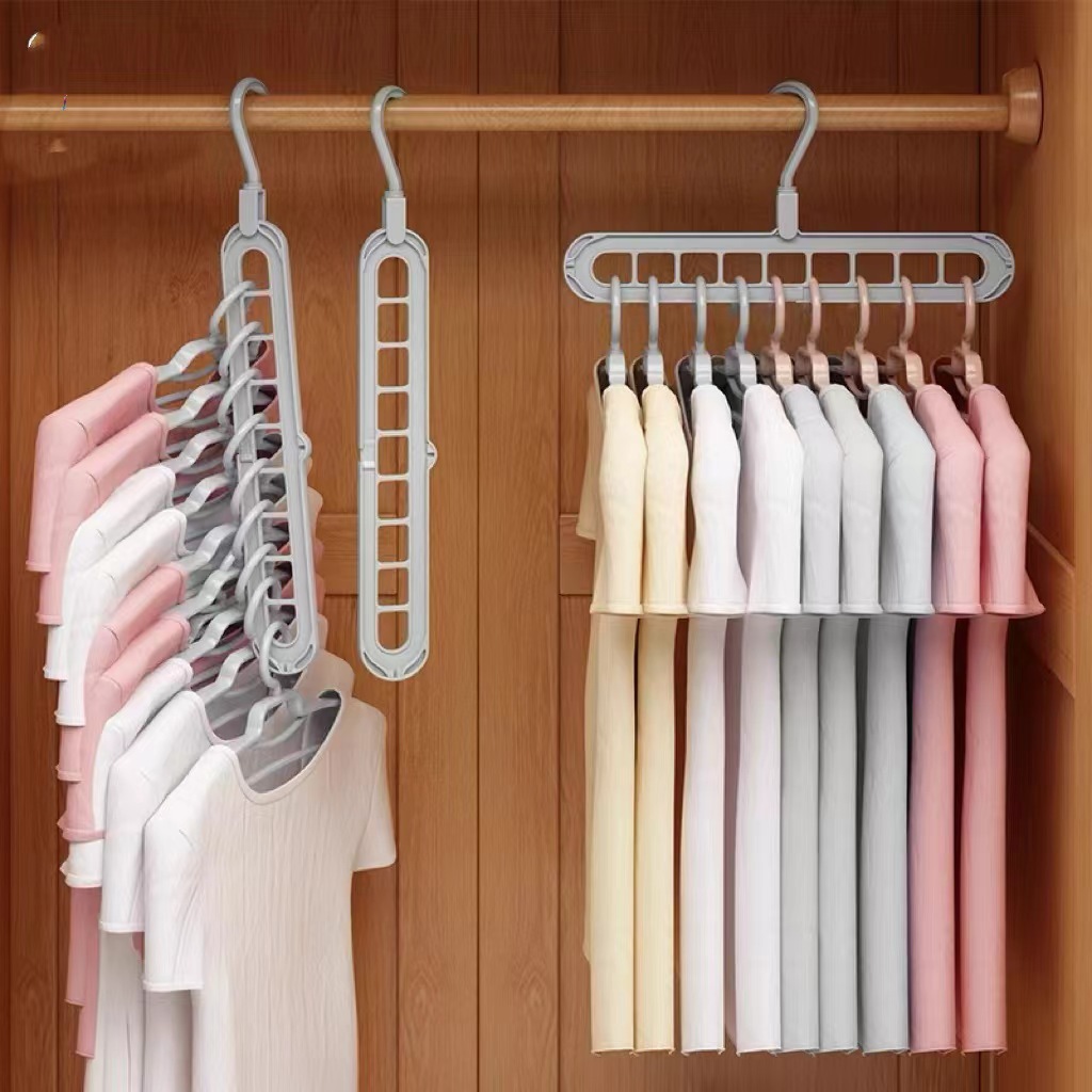 Multifunctional Nine-Hole Clothes Drying Rack for Home Use, Clothes Storage Magic Tool, Dual-Use Horizontal and Vertical Hanger, Space-Saving