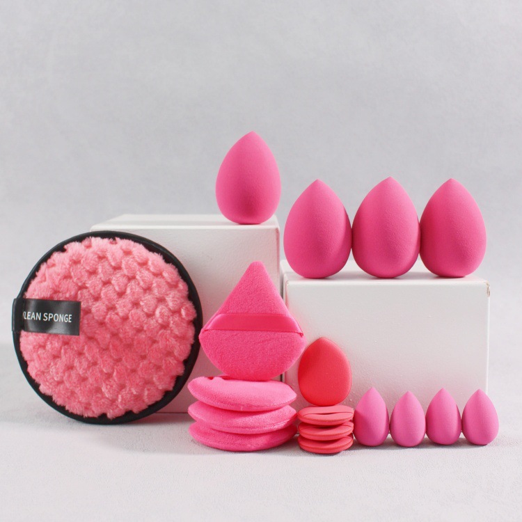 Coral veludo cabello banda de maquillaje huevo banda de cabello polvo de lavado de cara conjunto de lavado de cara polvo de algodón transfronterizo polvo de polvo image 19
