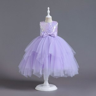 Girls' dress beaded children's clothing dress host watch costume children's dress cross-border princess dress