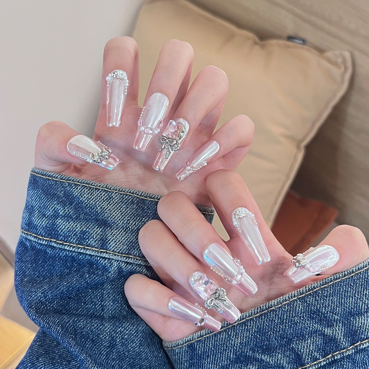 Manicure nuevo cristal ojo de gato usar uñas de alta calidad manuales manicure piezas de 10 piezas empaquetadas decodificación usar uñas al por mayor