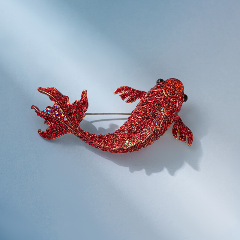 Good luck in the new year, red carp brooch, sweater cardigan pin ornament_voghion.com