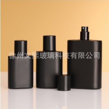 厂家高档卡口扁方香水瓶喷色分装瓶哑黑瓶子30ml50ml100ml黑盖