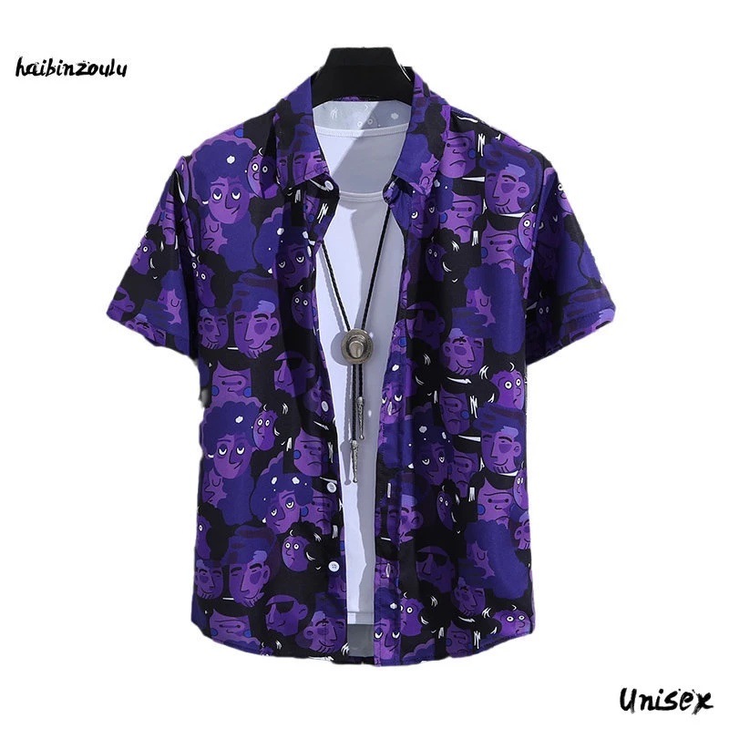 Venta caliente transfronteriza europea y americana vacaciones de verano camisa de manga corta hawaiana moda casual color flor impresión 3D
