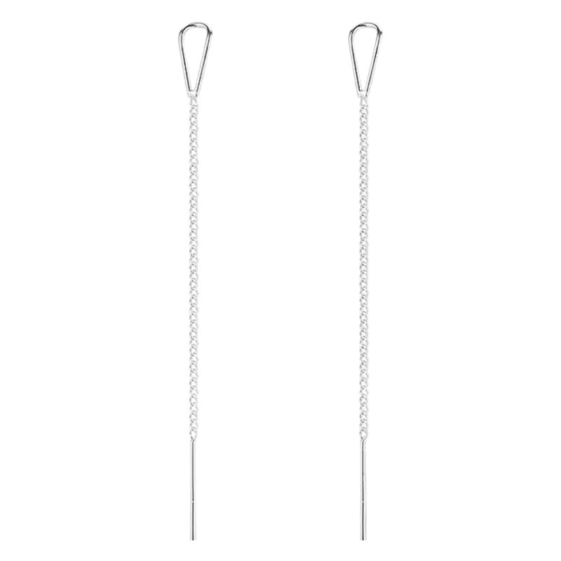 Pendientes de gota de plata esterlina S999 de las mujeres elegantes pendientes largos simples moda nueva moda pendientes personalizados perforación del oído