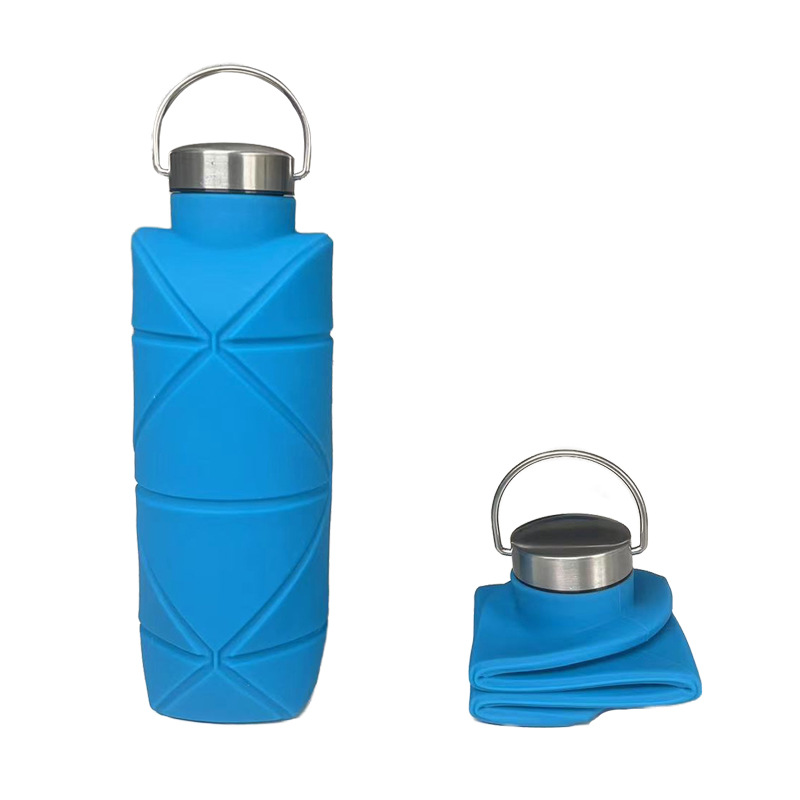 Silicona plegable Copa retráctil Copa compresión deportes viaje portátil botella de agua con mango taza de agua al aire libre Nuevo