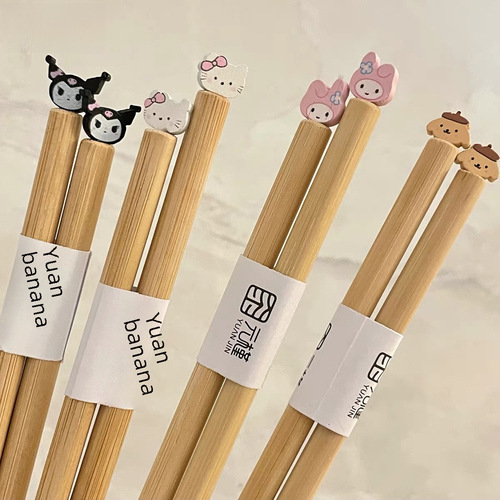 【Yuánjǐn Zhúmù】 New Model Chopsticks Home Tableware Instagram Style Simple Cartoon Bamboo Products Cute