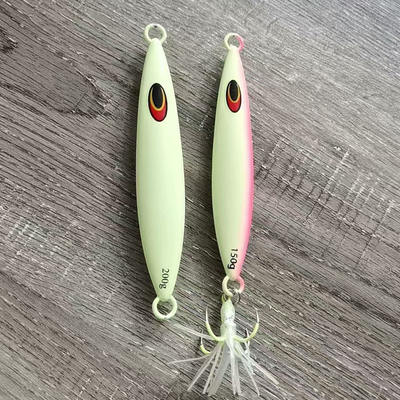 Super bright full luminous sea fishing fast sinking keel laser iron plate luya bait hairtail cod red sweet perch 60-400g