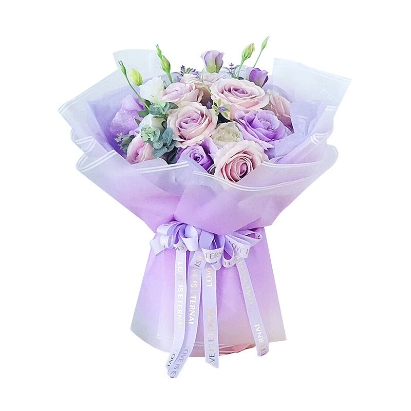 Nuevo producto Paquete degradado Papel de flores Papel de Milán de doble línea Papel de lijado mate de viento ins Floristería al por mayor Papel de embalaje de flores