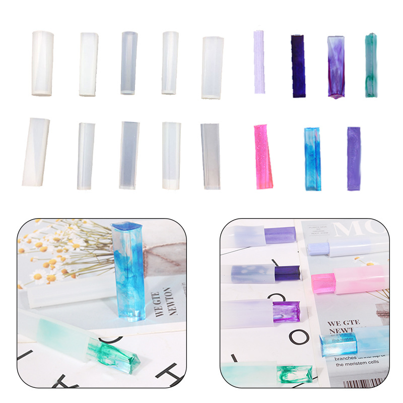 水晶滴膠吊墜硅膠模具免打磨 DIY手工飾品長條圓柱體梯形水晶形
