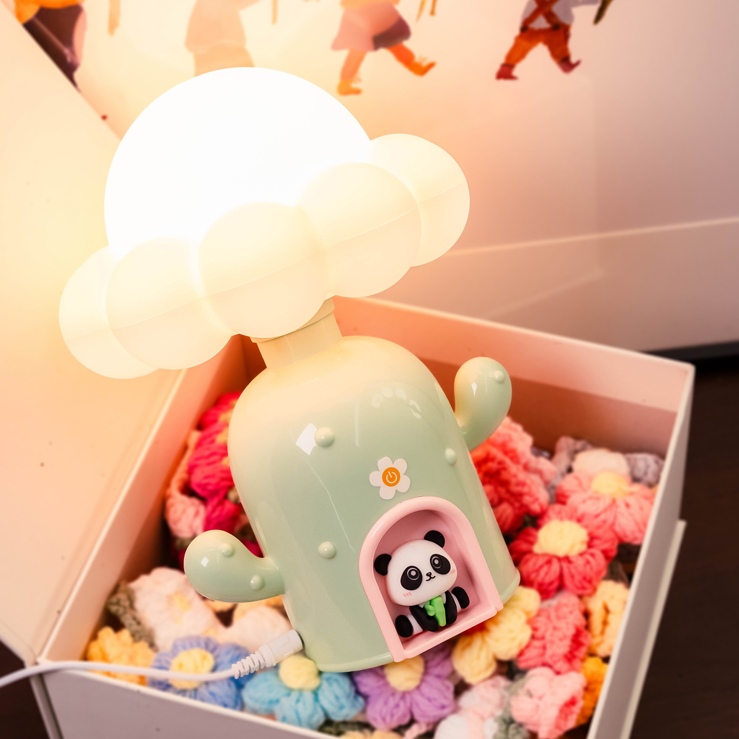 SSG2025新品 熊猫仙人掌小屋台灯 小夜灯插电款床头灯卧室睡眠