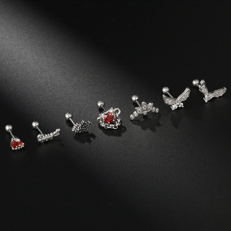 Heart Shape Pattern Women'S Gender 1 Piece Simple Style Heart Shape Stainless Steel Inlay Zircon Ear Studs