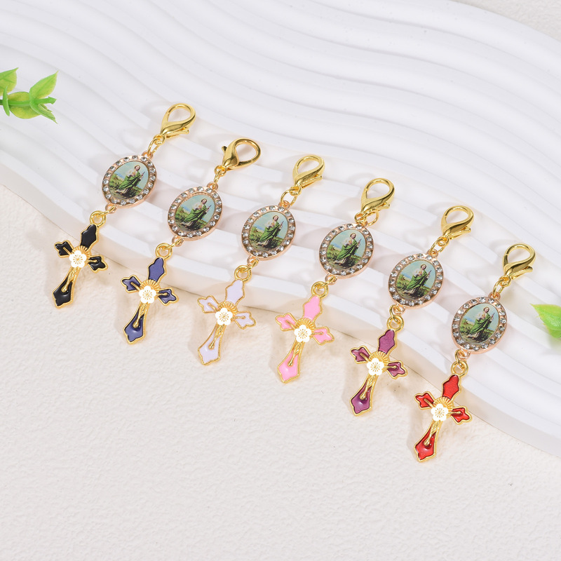 クロスボーダー合金宗教ステッチクロスペンダントキーホルダー DIY バックパックペンダント|undefined