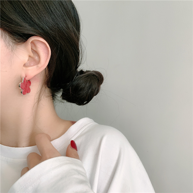 Korean Style Flower Drip Oil Resin Earrings display picture 7